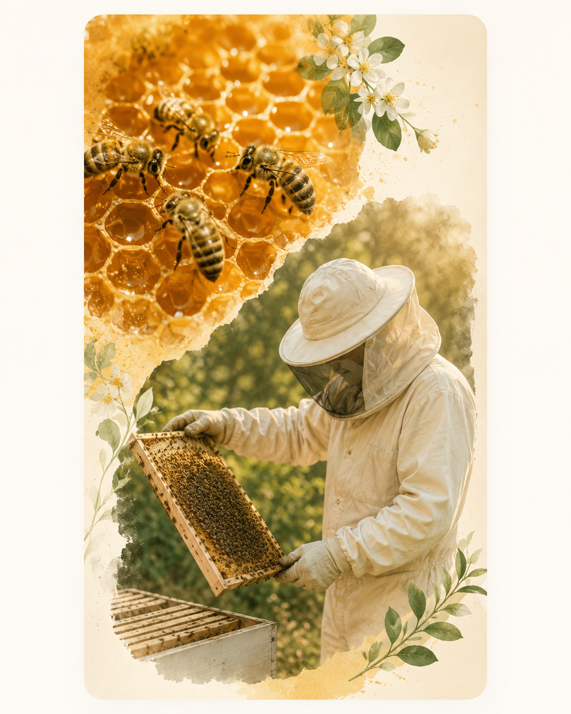 Pure honey and bee product presentation